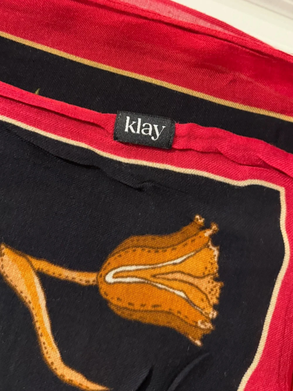 Klay Lale Black Modal Hijab – Tulip Floral Print Scarf